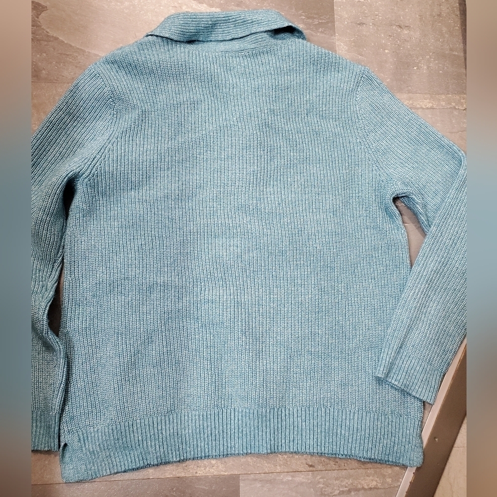 Talbots Shawl Collar Shaker Stitch Pullover. Ribbed. Wool Blend. Oversized L. - Picture 2 of 8